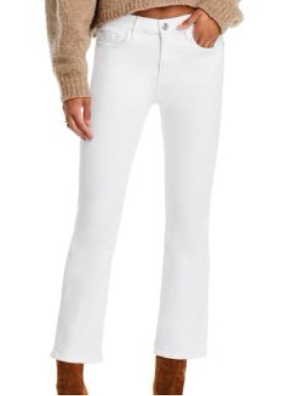 Frame Le Crop Mini Boot Jeans in White